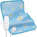 Comfytemp Extra Large Heating Pad for Back & Period, 33''x 17'' King Size Heat Pad Soft and Stylish, Electric XL Shoulder/Neck/Knee Heated Pad, Washable (Blue & Daisy Print)