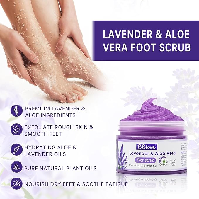 Lavender Foot Soak Set – Foot Spa Kit for Women, Pedicure Kit at Home with Salt, Scrub, Foot File & Moisturizing Gel Socks – Spa Gift Set for Dry, Cracked Feet