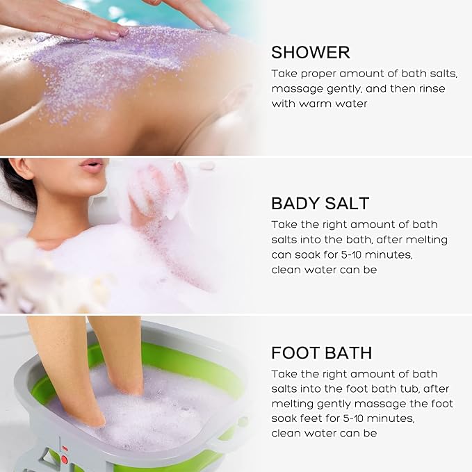 40 Packs of Foot Bath soak Salts kit Lavender Epsom Salts Tea Tree Oil Dry Cracked HEE Toenail Athletes Foot, Stubborn Foot Odor Scent, Softens Calluses Pedicure Tired Feet spa Message