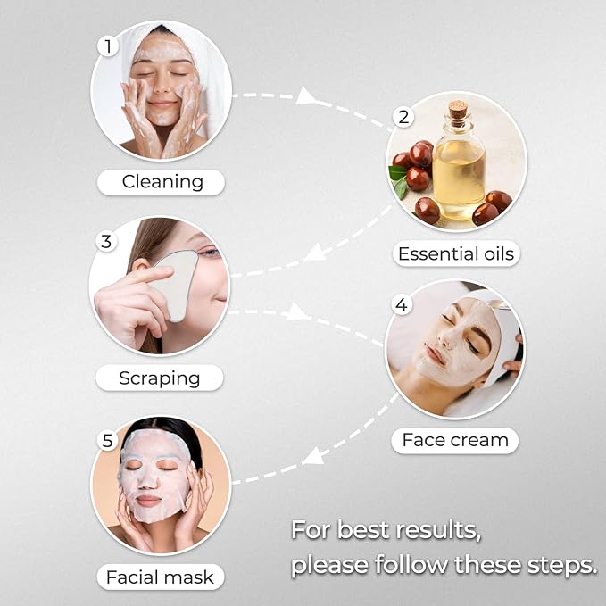 Stainless Steel Gua Sha Facial Tools | Premium Face & Body Massage Scraper for Skin Tightening & Sculpting | Gua Sha Beauty Tool for Jawline, Neck & Eyes with Travel Pouch – Perfect Skincare Gift