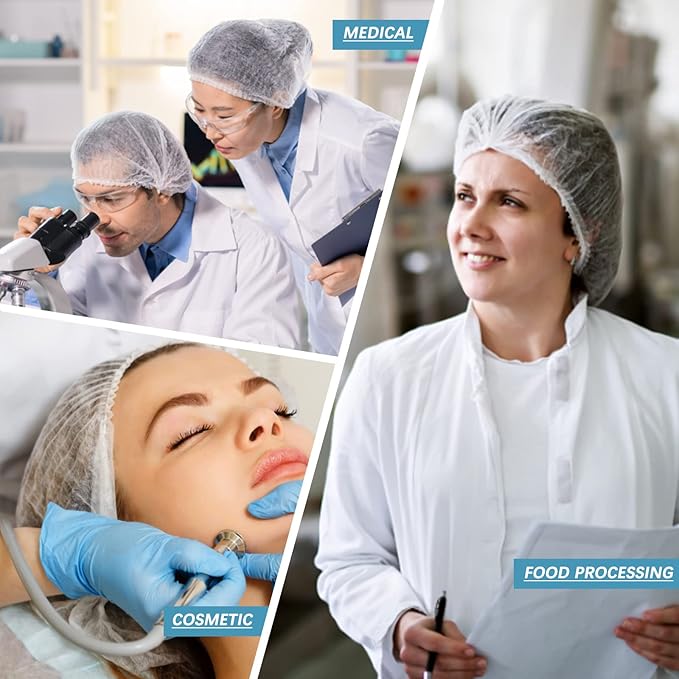 Wecolor 100 Pack 21" Disposable Nonwoven Bouffant Caps Hair Net for Hospital Salon Spa Catering and Dust-Free Workspace (White)