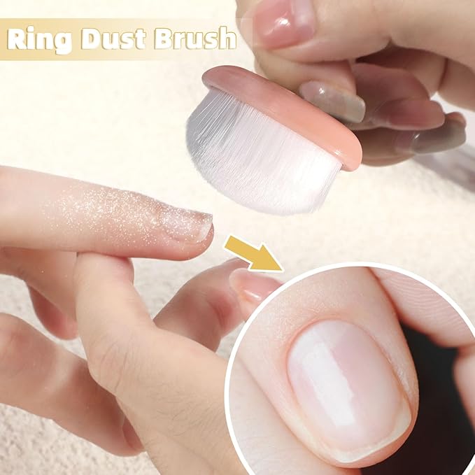 4Packs Nail Dust Cleaning Brush Ring,Soft Brushes for Clean Up Fingernails and Toenails Small Portable Nail Scrubber Brush Nail Duster Tools for Manicure and Pedicure (pink and white)