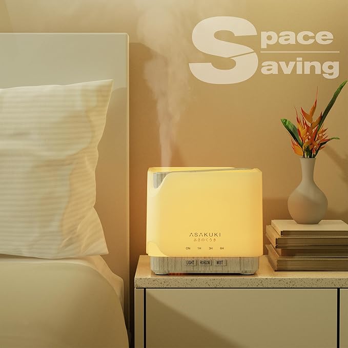 ASAKUKI Essential Oil Diffuser for Home, Large 700 ml Humidifier with Automatic Shut-Off, Quiet Aromatherapy Diffuser with 7 LED Lights for Living Room, Kitchen, Bedroom, Hotel, Gift for Mom - White