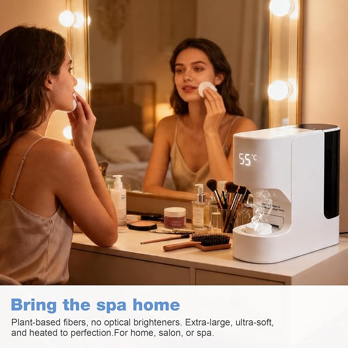 Hot Towel Dispenser, Mini Hot Towel Warmer for SPA, AZ GOGO Hot Face Towel Heater Machine with Smart Voice Alerts, 55°C(131°F) Constant Temp, 5-Second Fast Heating, 20 Compressed Towels