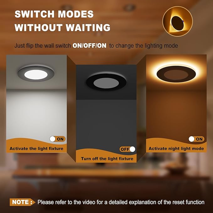 VOLISUN 12 Pack 4 Inch Black Recessed Light with Night Light, Canless LED Recessed Lighting 4 inch, 2700K-5000K Selectable, 9.5W=80W,810LM Soffit Lighting Outdoor Recessed Lights, ETL Certificated