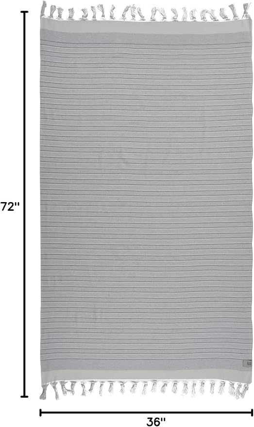 Beach Towel | Cotton Beach Towels, Easy to Carry, Sand Free, Highly Absorbent, Quick Dry, Turkish Towels for Travel Camping Bath Sauna Beach Gym Fitness Pool Yoga SPA by Lahammam, Eftelia, Gray