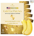 PLANTIFIQUE 24K Gold Under Eye Patches 5 Pairs - Dermatologist Tested - Hydrating Eye Masks Skincare with Collagen, Hyaluronic Acid for Dark Circles & Puffiness