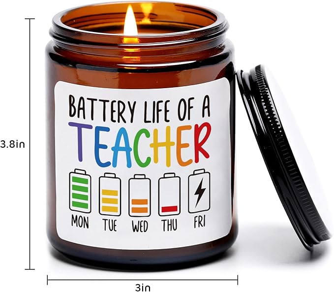 Teacher Candle Gifts for Women Men - Funny Teacher Appreciation Gifts, 7oz, Sandalwood Scented Candles
