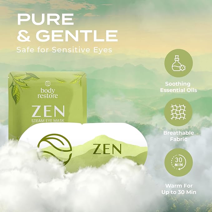 Body Restore Heated Eye Mask for Dry Eyes 5 Pack – Mothers Day Gifts for Mom, Self Heating Warm Compress, Birthday Gifts for Women, Relaxation – Green Tea