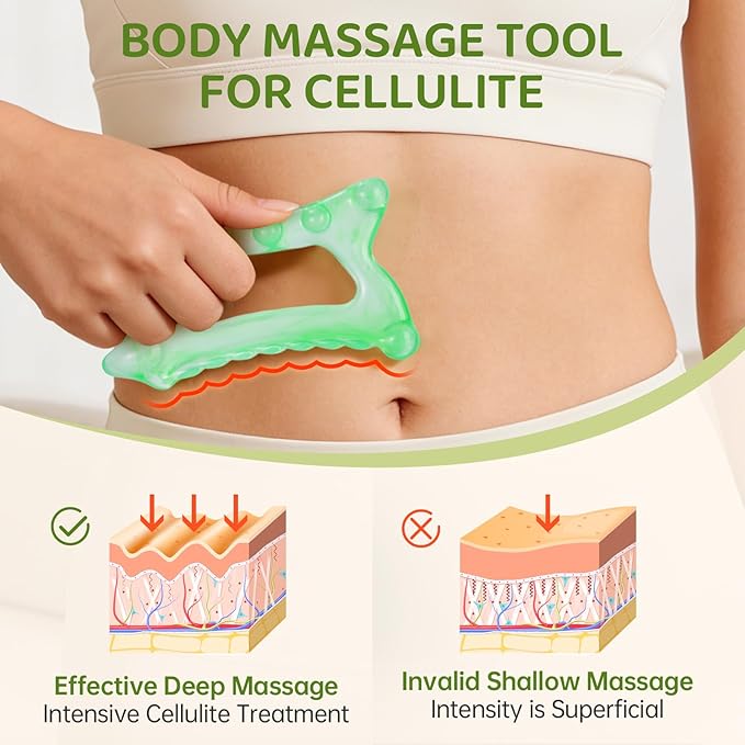 6-in-1 Resin Body Gua Sha Facial Tools - Lymphatic Drainage Tool, Face Gua Sha Tool & Acupressure Tool - Body Guasha Tool, Trigger Point Massage Tool Fascia &Cellulite Massager(Green)