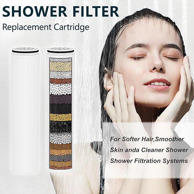 AWO 4 PACK Replacement Shower Head Filter Cartridge Compatible with Cobbe Handheld Showerhead,Multi Stage Shower Filtration Systems for Hard Water Reduces Chlorine,Fluoride and Harmful Substance