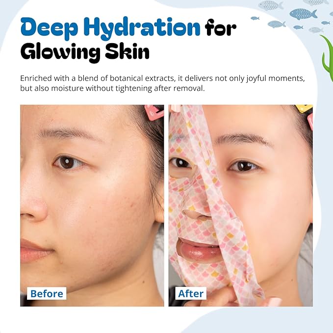 Epielle Character Face Mask Wave & Wild 6 Pack, Fun & Effective Korean Skin Care, Spa Party Favors, Mothers Day Gifts, Birthday Gifts for Women, Self Care Gifts