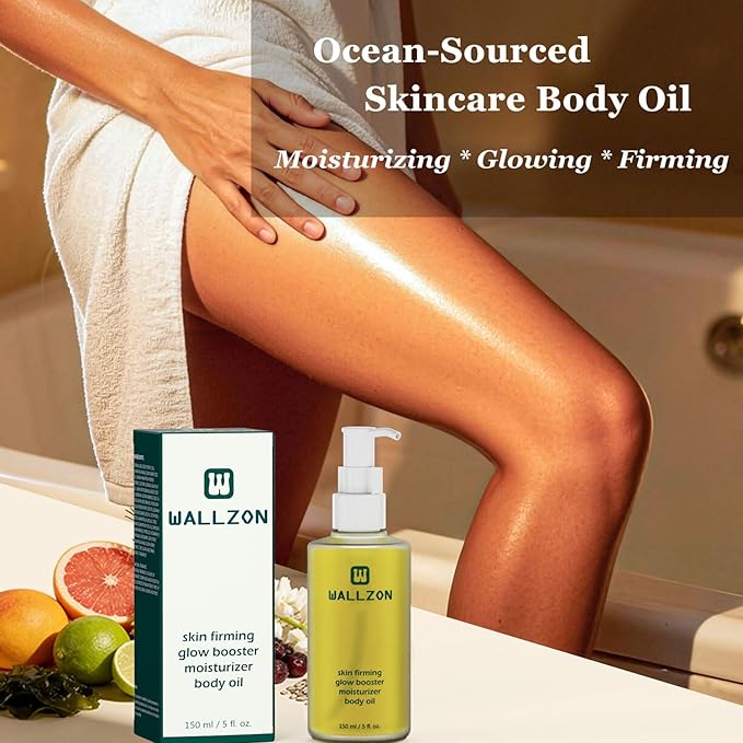 Undaria Extract Body Oil 5 Oz - Seaweed & Botanical Oil for Skin, Visibly Firming, Elasticity Improving, Deeply Moisturizing, Clean Lightweight Non-Greasy, Scented