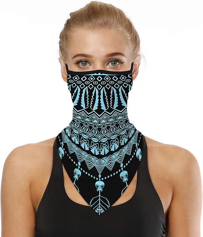 YAYOUREL Neck Gaiter Face Mask Bandanas for Men Women UV Face Scarf Cover Ear Loop Hole Facemask for Fishing Running Cycling