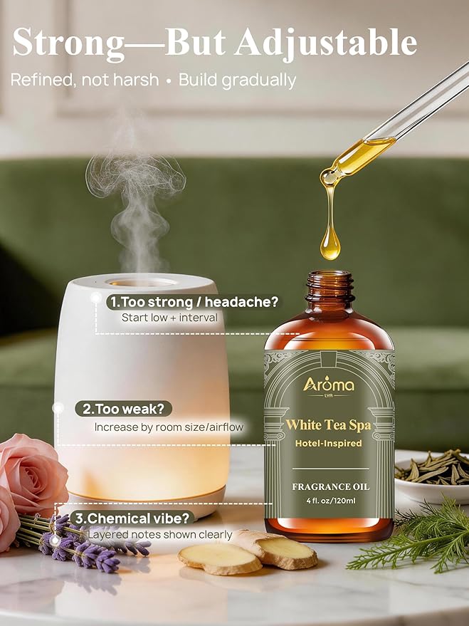 White Tea Spa — A Hotel-Inspired Diffuser Oil, Hotel Diffuser Oil for Diffuser for Home Fragrance Oil for Ultrasonic and Waterless Diffusers and Crafting