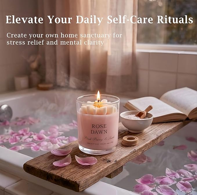 Scented Candles for Women - Aromatherapy Natural Soy Candles 4 Pack, Unique Floral Design, Relaxation Gifts for Mother’s Day, Birthday & Home Decor