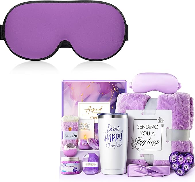 YFONG Weighted Sleep Mask, Women Men 3D Eye Mask Blocking Lights Sleeping Mask and 12 Pcs Gifts for Women