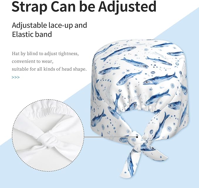 Alligator Ice Cream Working Cap, Scrub Cap with Sweatband, Adjustable Tie Back Hat Breathable Headgear for Women/Men