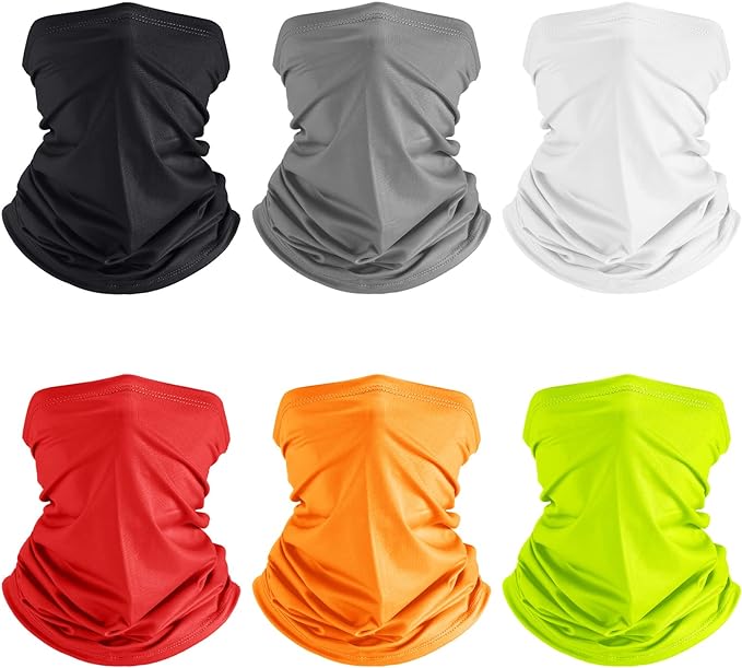 Geyoga 6 Pieces Summer UV Protection Cooling Neck Gaiter Face Clothing Neck Gaiter Mask Scarf Sunscreen Breathable Bandana