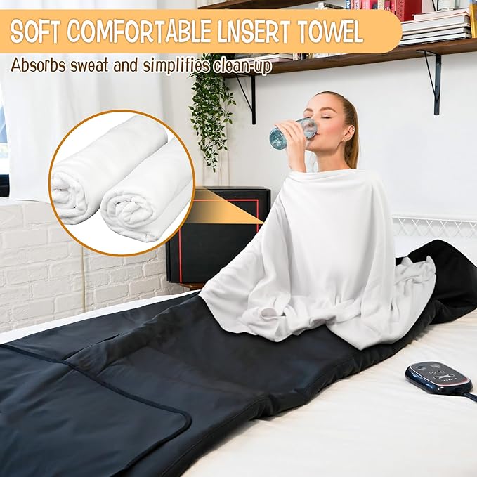 31"x71" Sauna Blanket Insert 2 Pack Machine Washable Blanket Towel Insert Super Absorbent Towel for Infrared Sauna Blankets (2, White)