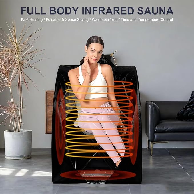 Infrared Sauna| Portable Personal Sauna| Home Spa Sauna| Separate Heating Foot Pad and Portable Upgrade Reinforced Chair, Relaxation at Home (L 27.6”x W 31.5”x H 37.8”)