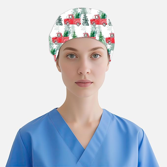 2 Pcs Working Cap with Sweatband for Women Men, Adjustable Cleaning Working Hats, Nurse Surgical Caps
