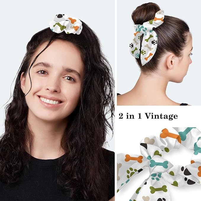 Ethnic Aztec Pattern Adjustable Scrub Cap Hat with Button, Working Hat Sweatband with Bow Hair Scrunchy for Woman