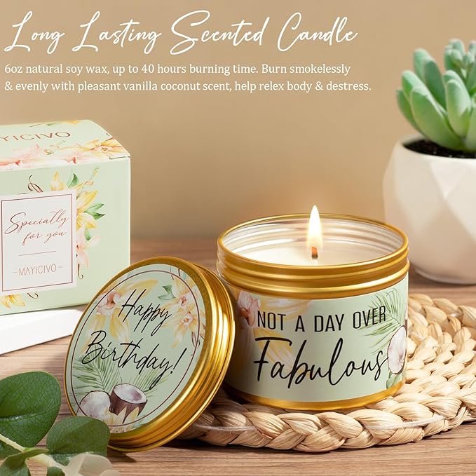 Birthday Gifts for Women Friendship, Unique Happy Birthday Gifts Basket for Mom Her Best Friend Sister Wife Girlfriend Coworker, Luxury Self Care Box Vanilla Coconut Relaxing Spa Gifts Set w/Blanket