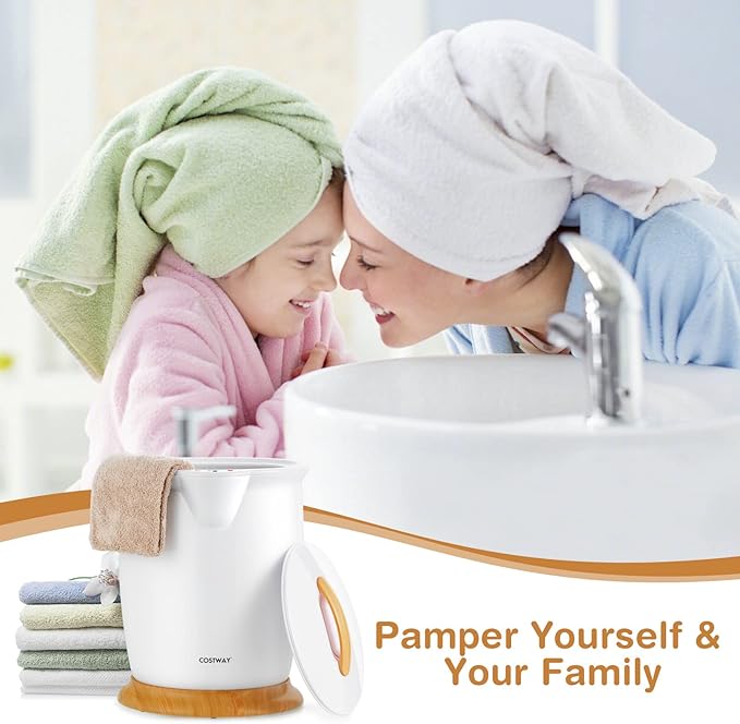 COSTWAY Bucket Style Towel Warmer,Fragrance Holder, Fits up to Two 40” x 70” Oversized Towels, Bathrobes, Blankets, Auto Shut Off, Luxury Towel Warmer for Bathroom, Spa