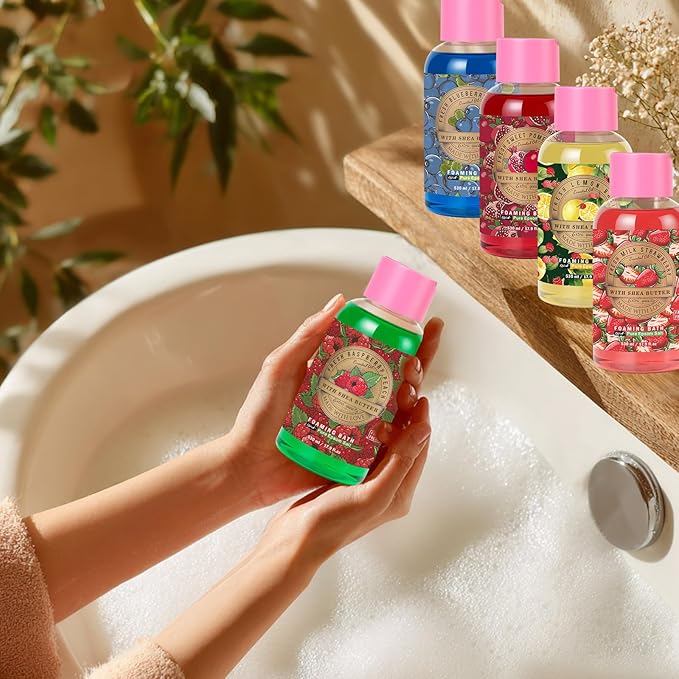 Bubble Bath Gifts for Women Mothers Day Gifts for Mom - 5 Pack Assorted Fruity & Floral Scented Foaming Bath (530ml Each) with Gift Card & Box for Birthday, Valentines Day Gifts Spa Present for Her