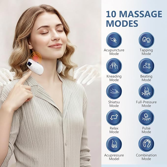 Neck Massager with Heat, Portable Cordless Neck Massager, Multifunctional & Ultra-Light Wear, Best Gifts for Parents, Lover, Friends