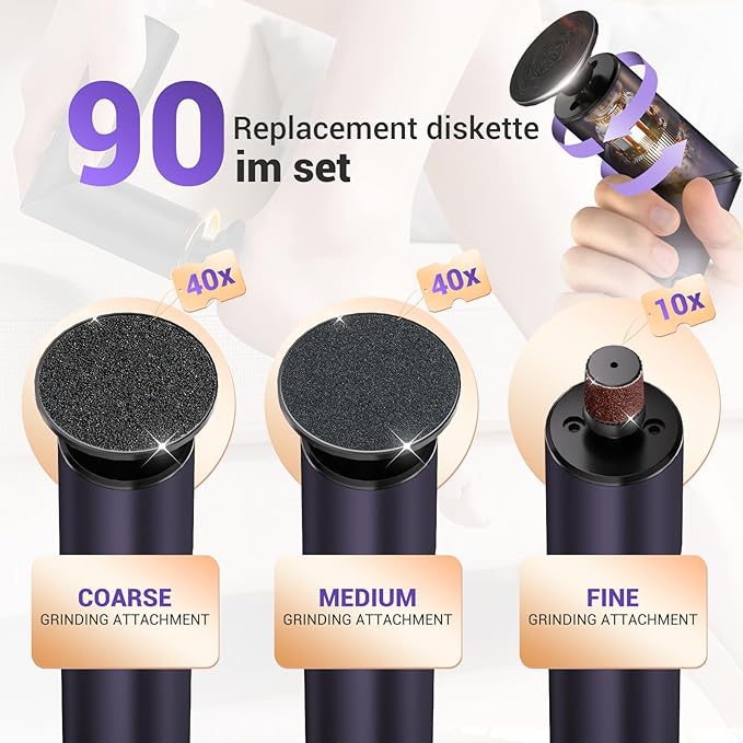 Electric Callus Remover for Feet Replacement Kit - 80PCS Sanding Discs (60/80/120 Grit) & 10PCS Sanding Bands, Pedicure Refills, Includes 20×60, 30×80, 30×120 Grit Discs