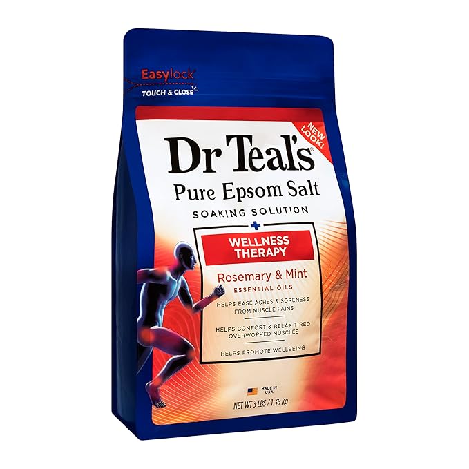 Dr Teal's Epsom Salt Magnesium Soak, Wellness Therapy with Rosemary & Mint, 3 lbs (Pack of 2)