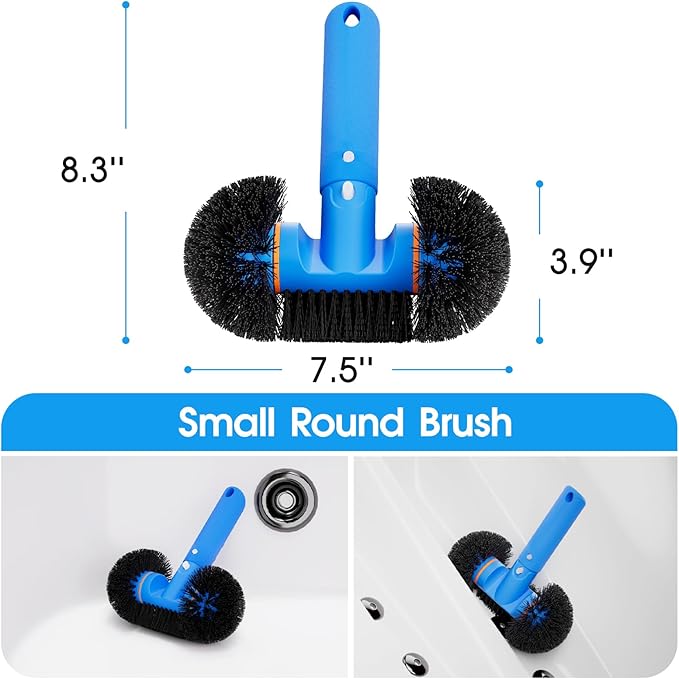TidyMister 4-in-1 Spa Cleaning Set - Hot Tub Small Pools Maintenance Accessories Kit with Skimmer Net Round Brush Scrubber and 2ft Pole