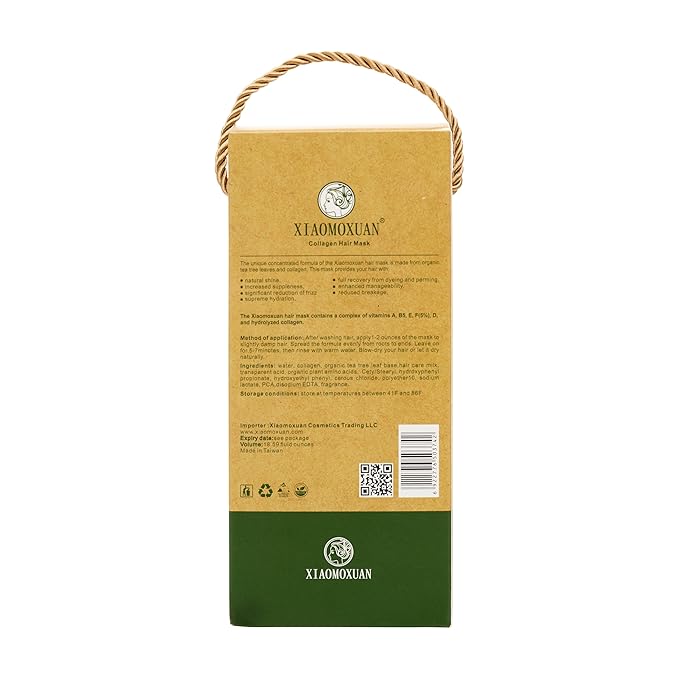 Xiaomoxuan Organic Plant-Based Collagen Hair Mask with Tea Tree Oil for Dry Damaged, Frizzy Hair - Split End Repair Treatment, Hydrating & Strengthening