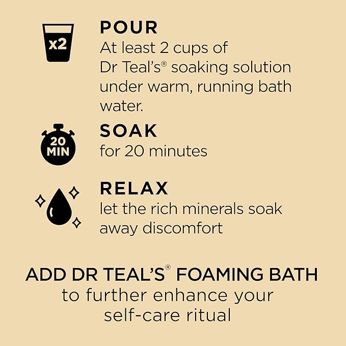 Dr Teal's Epsom Salt Magnesium Soak, Vanilla Comfort, 3 lbs (Pack of 4)