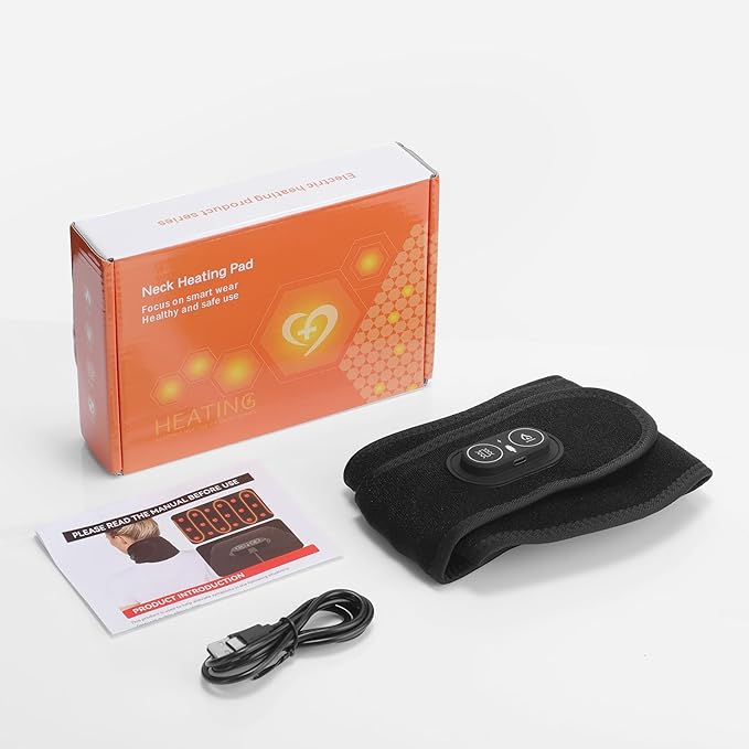 Cordless Neck Heating Pad Massager,3000mAh Rechargeable Neck Massager with Heat,Electric Heated Neck Wrap for Pain with 3 Levels Heat & 3 Vibration Modes
