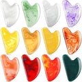 Sherr 12 Pcs Gua Sha Facial Tools Resin Heart Shaped Massage Guasha Tool for Face Guasha Board for Face Body Skin Massage Spa Acupuncture Prevent Wrinkles, 12 Colors(Retro Color)
