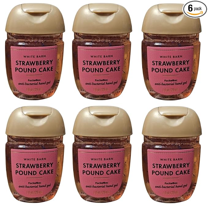 Bath and Body Works Classic Scents Pocketbac Gel Sanitizers - Pack of 6-1 oz each (Strawberry Pound Cake)