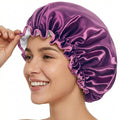 Aquior Shower Caps, Reusable Shower Cap for Women, Double Layer Waterproof Hair Cap, Large Size for All Hair Lengths,for Girls Spa Home Salon Use (purple)