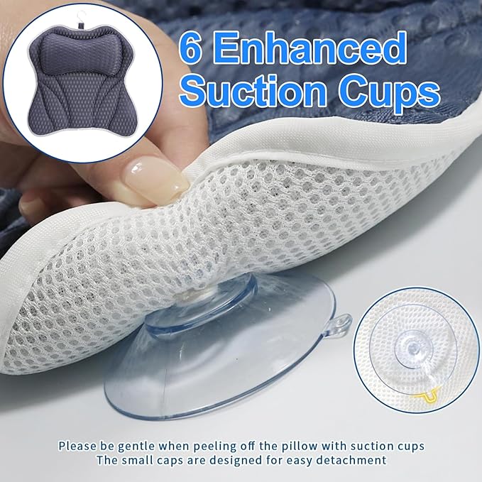 Luxury Bath Pillow and Hot Tub Scum Absorber Set, Bath Pillows for Tub with 6 Powerful Suction Cups, Hot Tub Scum Absorber, Fits All Bathtub