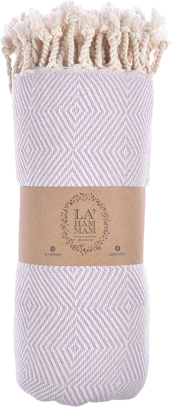 Personalized Embroidered Beach Towel | Throw Blanket, Easy Carry, Sand Free, Highly Absorbent, Quick Dry, Turkish Towels for Travel Camping Bath Sauna Beach Gym Pool Yoga SPA by Lahammam, Asia, Lilac
