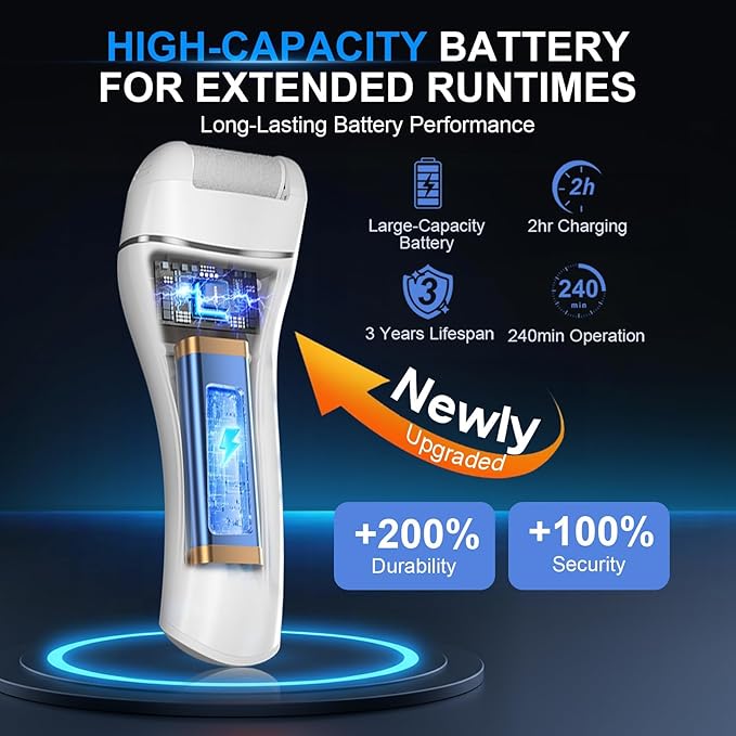 9.0 Upgrade Electric Foot Callus Remover CMTQVFL -【Removes 99.99% of Calluses in 2 Minutes】Professional Foot Callus Remover IPX7 Waterproof Electric Callus Remover for Feet Hard Care Dead Cracked Skin