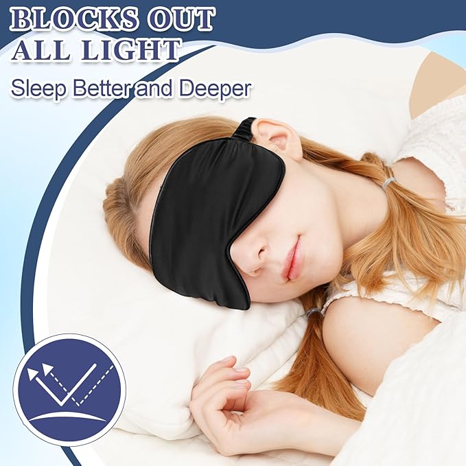 Cutecrop 12 Pcs Silk Sleep Masks Soft Satin Eye Masks with Adjustable Elastic Strap for Sleeping Comfortable Blindfold Eyeshade for Men Women Nap Night Travel Gifts(Black, Pink)