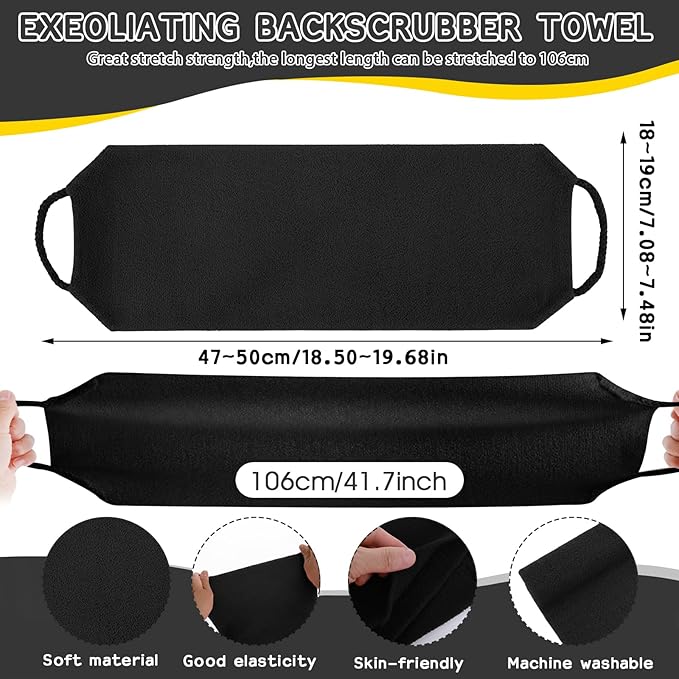 Sibba 3 Pcs Exfoliating Body Scrubber Bath Gloves Set Back Scrubber Shower Towel Double Sided Bath Gloves for Exfoliator, Back Washer for Body Scrub, Remove Dead Skin