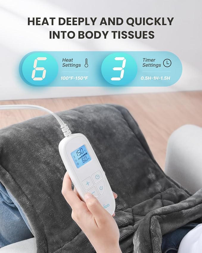 iDOO Heating Pad for Back Pain Relief, Birthday Mothers Day Gifts for Mom Women, FSA Eligible Items, Weighted Electric Heat Pad for Neck and Shoulders, 24"x37" Large Back Heated Wrap, ETL Certified