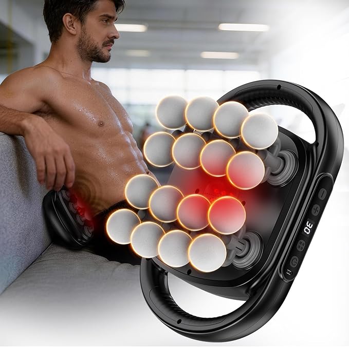 TanSon New 16 Head Deep Tissue Massage Gun,Electric Back Massager with 10/20/30 Min Timer Settings,Cordless Handheld Massager Percussion Massage Gun Shoulder/Arm/Leg/Foot/Full Body Muscle Pain Relief