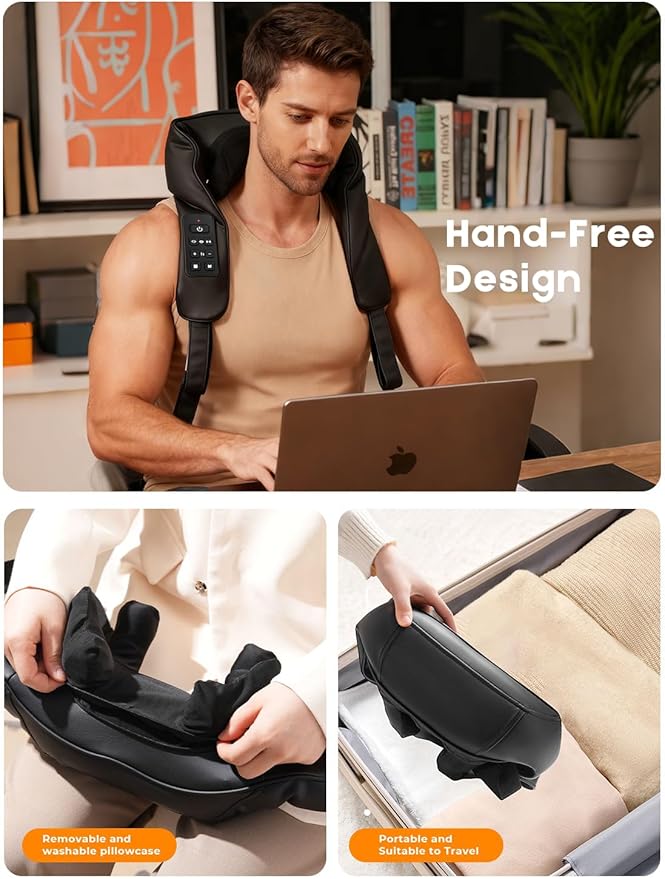Shiatsu Neck Massager with Heat for Pain Relief Deep Tissue, Upgraded Adjustable Width 4D Kneading Shoulder Massage, Electric Back Massage Pillow, Gifts for Women Men Mom Dad, Mothers Day