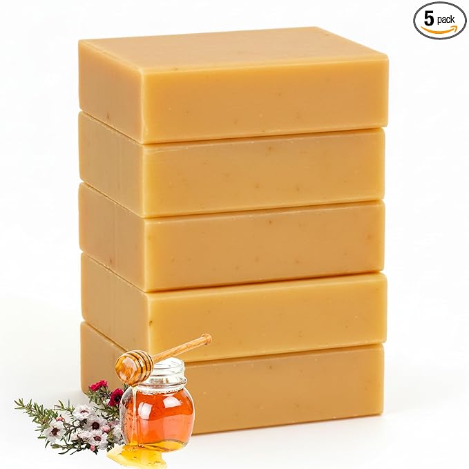 Simple Scents Australia Manuka Honey Scented Natural Soap Bars (5 Bars), 3.5oz Moisturizing French Triple Milled Soap Bars Enriched with Shea Butter - Pure Plant Oil Bath & Body