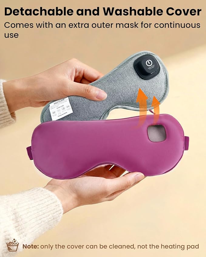 Cordless Heated Eye Mask with 1500mAh Large Battery, 4 Heat Levels & 100% Blackout for Dry Eyes Relief, Fast Heating Eye Heating Pad with 2 Washable Covers for Sleep, Travel, MGD, Blepharitis